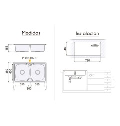 FREGADERO DUBLIN 800X480MM PLASTIMODUL