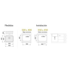 FREGADERO ROMA NEGRO ARENADO 500X400MM PLASTIMODUL