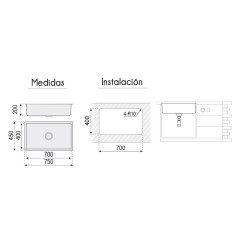 FREGADERO OMEGA 750X450MM PLASTIMODUL