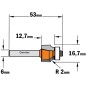 FRESA RADIO CONCAVO C/RODILLO I12.7 D16.7 MANGO 6MM